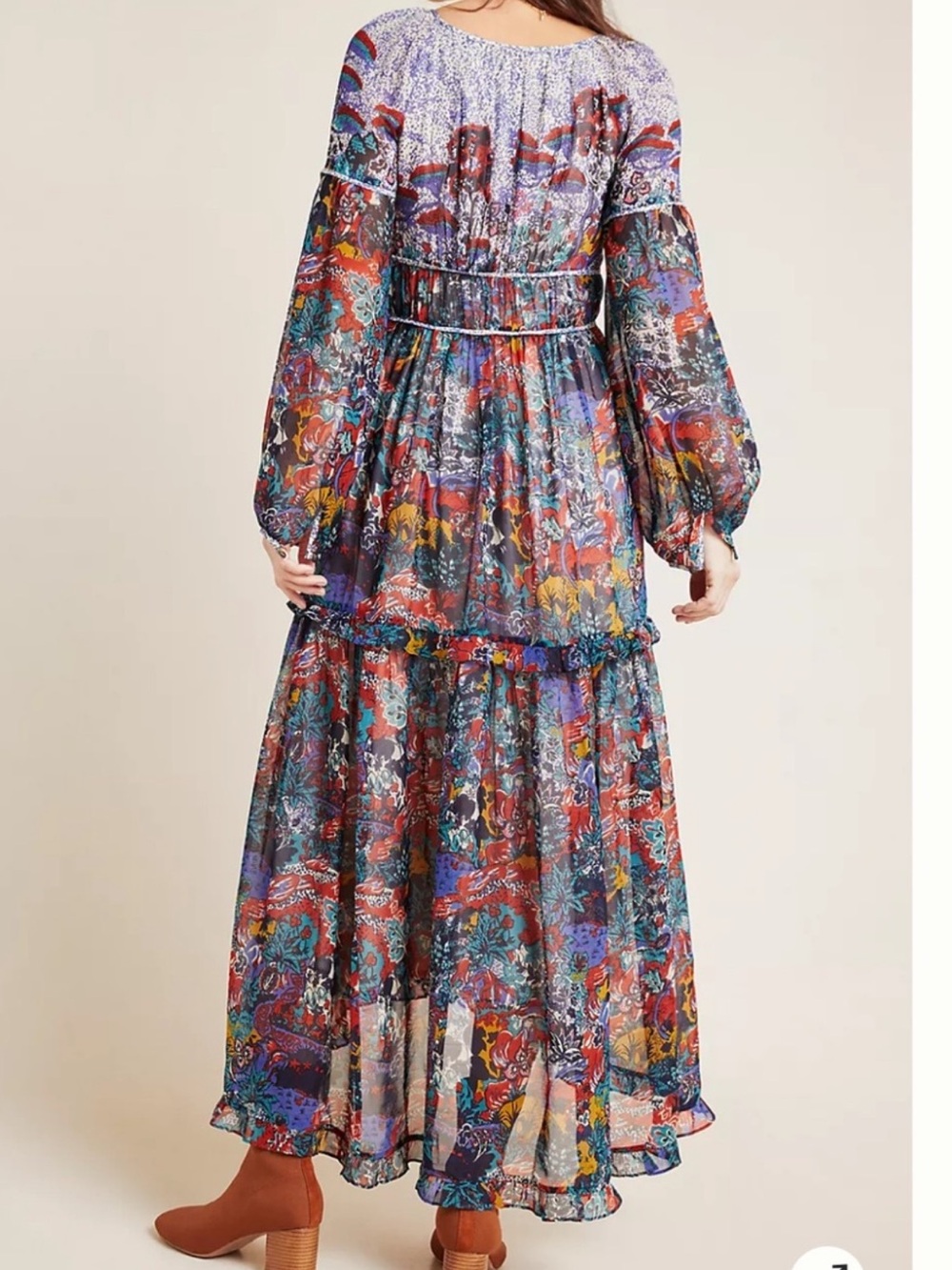 Maeve Multicolor Hi-low Floral Maxi Dress size 8 - Picture 4 of 15